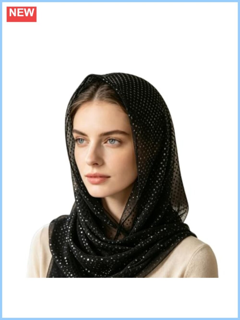 Sequin Hood Scarf Lightweight Polyester Head Wrap Shawl